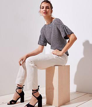 Loft Floral Embroidered Girlfriend Chinos