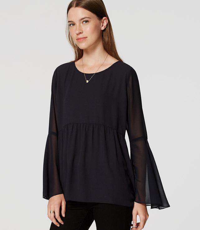Loft Sheer Bell Sleeve Blouse