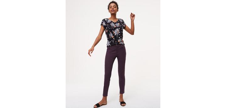 Loft Modern Unpicked Skinny Ankle Jeans In Midnight Violet