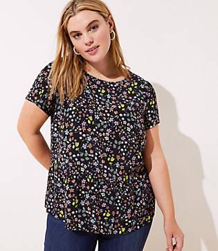 Loft Plus Garden Cutout Back Peplum Top