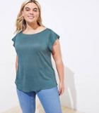 Loft Ruffle Sleeve Gallery Neck Linen Tee