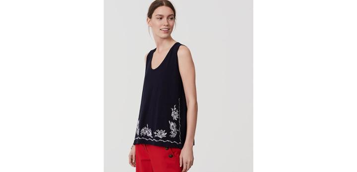 Loft Floral Embroidered Tank