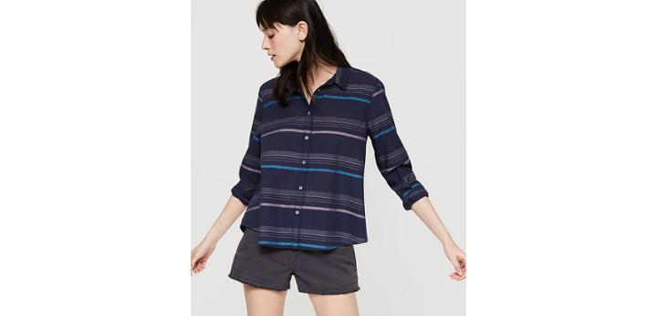 Loft Lou & Grey Shoreline Cropped Button Down Shirt