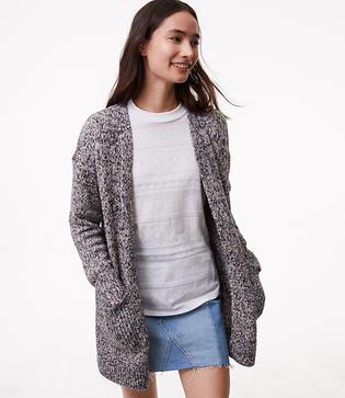 Loft Marled Patch Pocket Open Cardigan