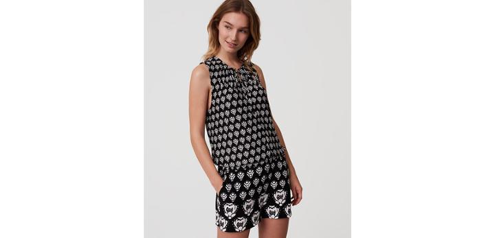 Loft Beach Coral Reef Tie Neck Romper