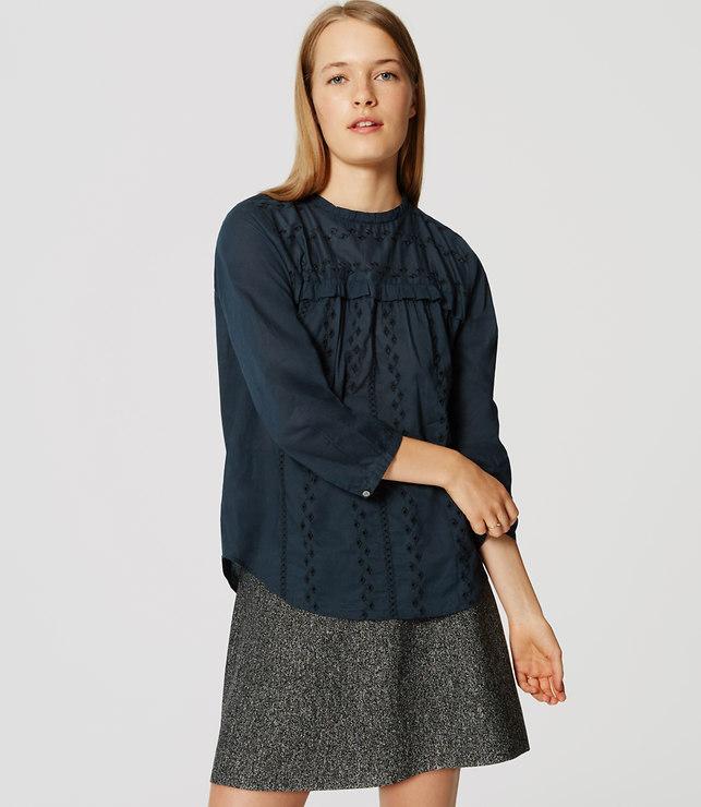 Loft Eyelet Ruffle Shirt