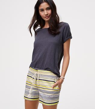 Loft Drawstring Jacquard Riviera Shorts With 4 Inch Inseam