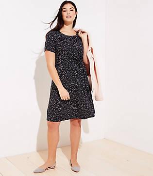 Loft Plus Dotted Knot Flare Dress