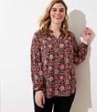 Loft Plus Floral Lacy Split Neck Tunic
