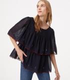Loft Embroidered Scalloped Blouse