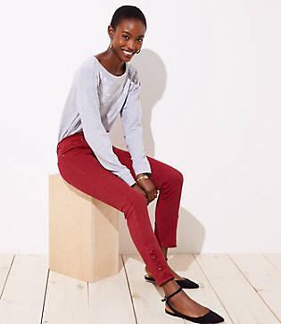 Loft Modern Button Cuff Skinny Jeans In Robin Red