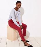 Loft Modern Button Cuff Skinny Jeans In Robin Red
