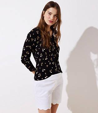 Loft Scalloped Riviera Shorts With 6 Inch Inseam