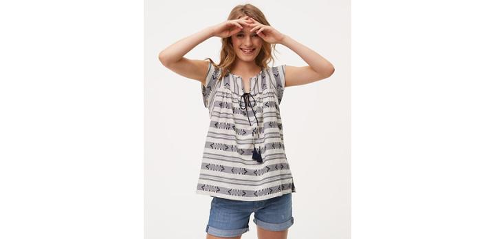 Loft Striped Tassel Top