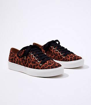 Loft Leopard Print Lace Up Sneakers
