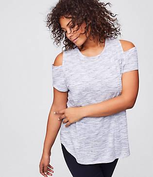 Loft Plus Spacedye Cold Shoulder Vintage Soft Tee