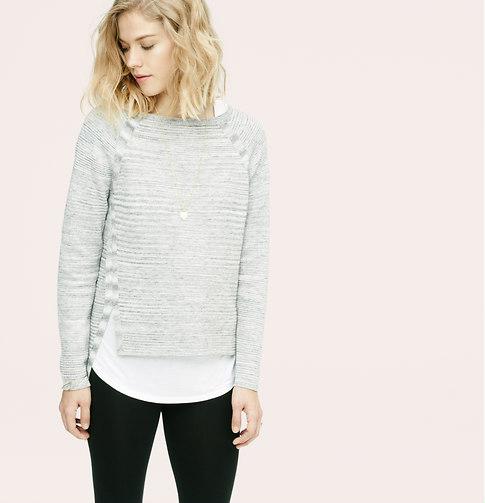 LOFT Lou & Grey Spacestripe Sweater, Light Grey Space Dye