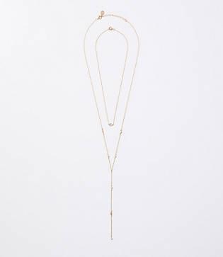 Loft Pearlized Crystal Y Necklace Set
