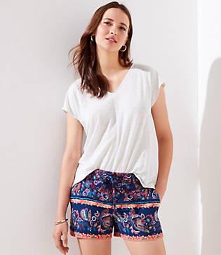 Loft Paisley Tie Waist Shorts