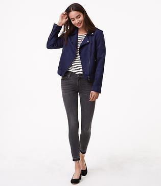 Loft Modern Unpicked Skinny Jeans In Grey Stonewash