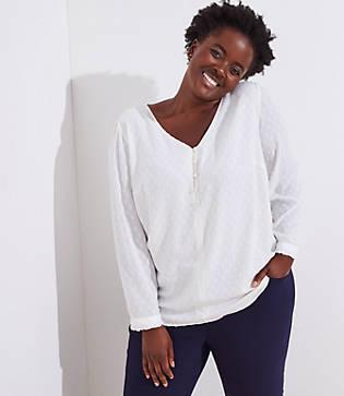 Loft Plus Clip Dot V-neck Blouse