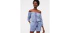 Loft Beach Chambray Embroidered Romper