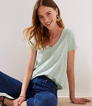 Loft Heathered Vintage Soft V-neck Tee