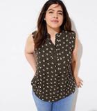 Loft Plus Arrow Henley Pocket Mixed Media Shell