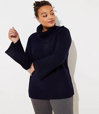 Loft Plus Split Turtleneck Flare Sleeve Sweater