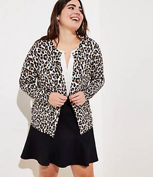 Loft Plus Leopard Print Signature Cardigan