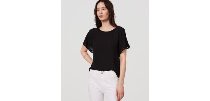 Loft Lace Flutter Mixed Media Top