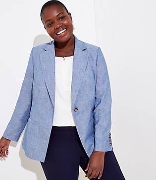 Loft Plus Chambray Modern Blazer