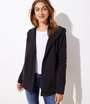 Loft Speckled Open Hoodie Jacket