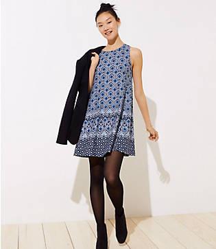 Loft Border Mosaic Sleeveless Swing Dress