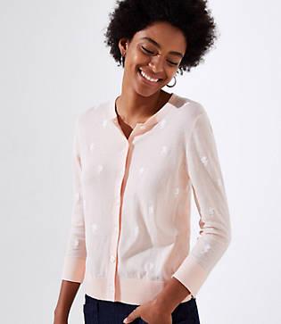Loft Floral Embroidered 3/4 Sleeve Signature Cardigan