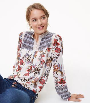 Loft Floral Mosaic Blouse
