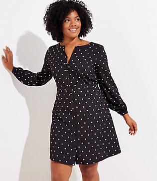 Loft Plus Polka Dot Flare Shirtdress