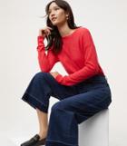 Loft Modern Unpicked Wide Leg Crop Jeans In Dark Indigo Wash
