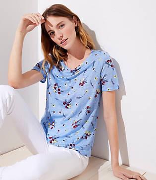 Loft Wild Bouquet Linen Puff Sleeve Tee
