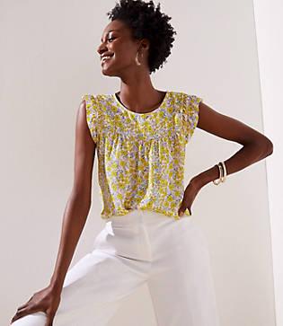 Loft Sunny Floral Flutter Top