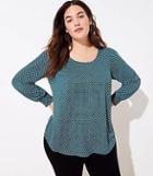 Loft Plus Dotted Smocked Cuff Scoop Neck Blouse