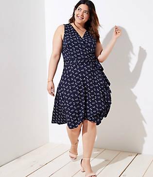 Loft Plus Petaled Sleeveless Wrap Dress