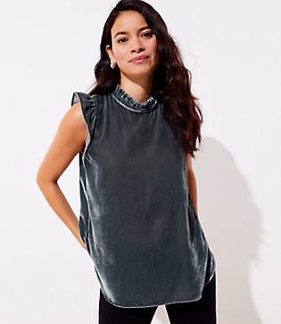Loft Velvet Ruffle Shell