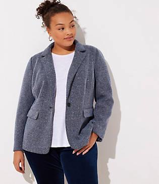 Loft Plus Herringbone Knit Blazer