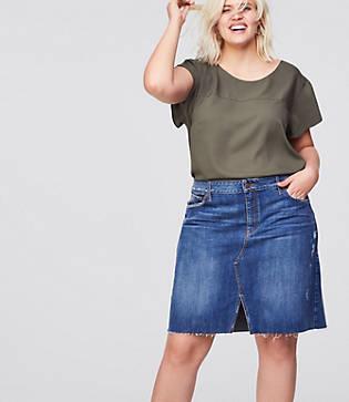 Loft Plus Slit Denim Skirt