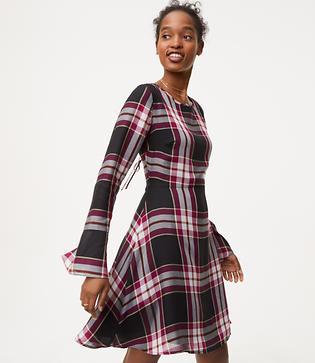 Loft Plaid Tie Back Dress