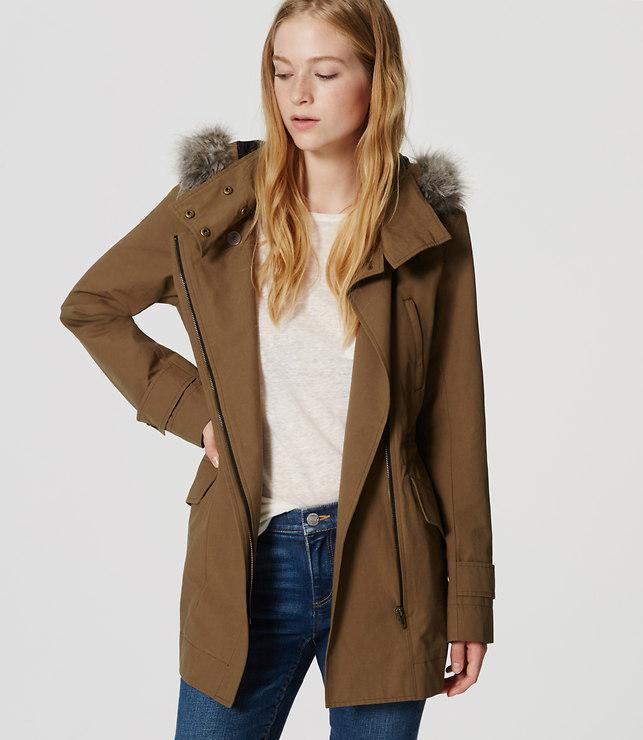 Loft Faux Fur Trim Anorak