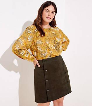 Loft Plus Faux Suede Sailor Shift Skirt