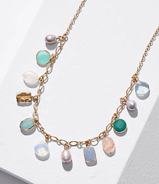 Loft Mixed Stone Dangle Necklace