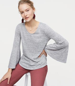 Loft Marled Tie Back Bell Sleeve Top